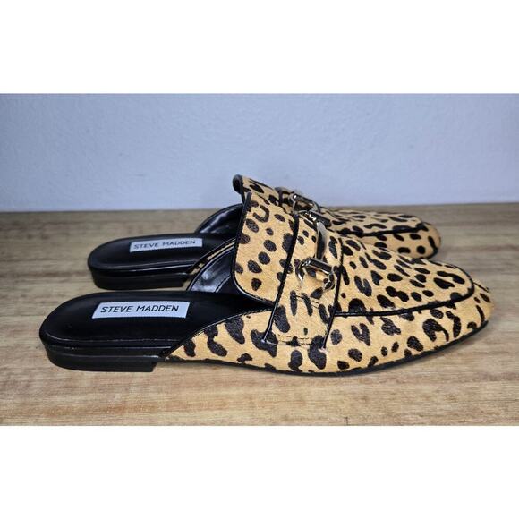 Steve Madden Rylie Mules Women's 8M Leopard Print Cow Hair Vegan Leather Slip On - Picture 5 of 8
